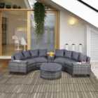 Outsunny 8 PCs Patio Rattan Conversation Furniture Set with Side Table & Cushioned