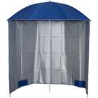 Outsunny Blue Fishing Beach Parasol with Sides and Carry Bag 2.2m
