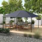 Outsunny 3 x 4m Dark Grey Polyester Gazebo Canopy Replacement Cover