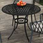 Outsunny Round Garden Dining Table with Parasol Hole Black