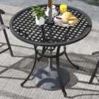 Outsunny 2 Seater Black Round Bistro Garden Table with Umbrella Hole