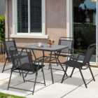 Outsunny 4 Seater Garden Dining Set with Umbrella Hole Grey