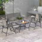 Outsunny 4 Seater Mixed Grey Mesh Fabric Lounge Set with Table