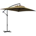 Outsunny Brown Crank Handle Cantilever Banana Parasol with Cross Base 3 x 2m