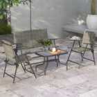 Outsunny 4 Seater Mixed Brown Mesh Fabric Lounge Set with Table
