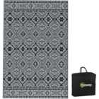 Outsunny Black and Grey Reversible Outdoor Rug with Carry Bag 182 x 274cm