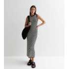 Black Stripe Knit Sleeveless Bodycon Maxi Dress