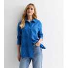 Bright Blue Cotton Broderie Front Shirt