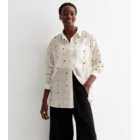 Tall White Cotton Sunflower Embroidered Long Sleeve Shirt