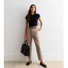 Mink High Waist Tapered Cotton Trousers