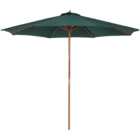 Outsunny Dark Green Wooden Rope Pully Parasol 3m