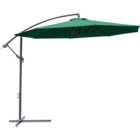 Outsunny Green Crank Handle Cantilever Parasol with Cross Base 3m