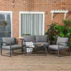 Outsunny 4 Seater Grey Lounge Set