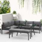 Outsunny 8 Seater Grey L-Shaped Conversation Lounge Set