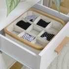 Bamboo Frame Storage Box - Linen / 9 Dividers