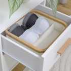 Bamboo Frame Storage Box - Linen / 3 Dividers