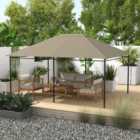 Outsunny 3 x 4m Khaki Polyester Gazebo Canopy Replacement Cover