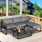 Outsunny 5 Piece Grey Outdoor Sofa Set with Coffee Table 