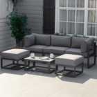 Outsunny 5 Seater Grey Sectional Sofa Set