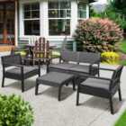 Outsunny 4 Seater Grey PP Rattan Style Outdoor Sofa Set