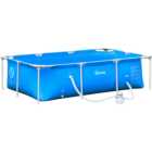Outsunny Blue Rectangular Paddling Pool with Filter Pump 252cm