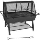 Outsunny 3 in 1 Charcoal Barbecue Grill with Mesh Lid