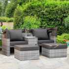 Outsunny 2 Seater Grey Rattan Companion Seat with Retractable Canopy