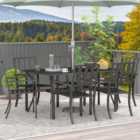 Outsunny 6 Seater Garden Dining Table Set Black