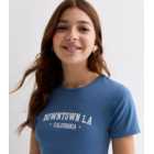 Girls Blue Downtown LA Logo Crop T-Shirt