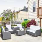 Outsunny 7 Seater Grey Rattan Garden Sofa Set with Glass Table