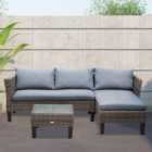 Outsunny 4 Seater Grey Rattan Lounge Sofa Set with Matching Table