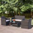 Outsunny 4 Seater Brown Rattan Wicker Lounge Set
