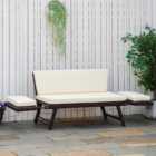 Outsunny 2 Seater Brown Rattan Foldable Daybed Sofa Bench with Cushion