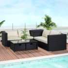 Outsunny 4 Seater Black PE Rattan Sofa Lounge Set with Coffee Table