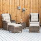 Outsunny 2 Seater Brown Rattan Sun Lounger Set