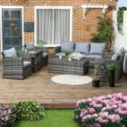 Outsunny 7 Seater Grey Rattan Sofa Lounge Set with Storage