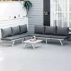 Outsunny 6 Seater Grey Steel Convertible Sofa Set with Cushions