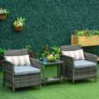 Outsunny 2 Seater Grey Rattan Lounge Set