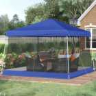 Outsunny 3.6 x 3.6m Blue Pop-Up Canopy Gazebo with Mesh Screen Side Walls