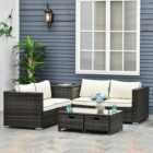 Outsunny 4 Seater Brown PE Rattan Sofa Lounge Set with Coffee Table