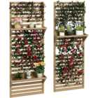 Outsunny Brown Wall Mounted Plant Stand with Trellis Set of 2