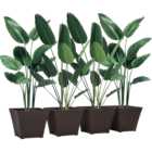 Outsunny Brown PE Rattan Outdoor Planter 4 Pack