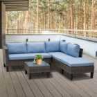 Outsunny 4 Seater Grey Rattan Lounge Set with Footstool