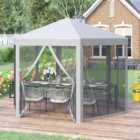 Outsunny 3 x 3m Grey Steel Frame Pop Up Gazebo with Mesh Curtains