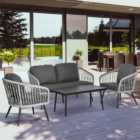 Outsunny 5 Seater Grey PE Rattan Sofa Set with Coffee Table