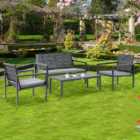 Outsunny 4 Seater Grey Steel Frame Outdoor Sofa Lounge Set