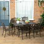 Outsunny 6 Seater Garden Dining Set with Parasol Hole Bronze