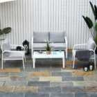 Outsunny 4 Seater Grey Rattan Lounge Set