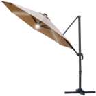 Outsunny Brown Solar LED Rotating Cantilever Roma Parasol with Cross Base 3m