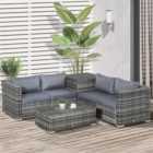 Outsunny 4 Seater Outdoor Rattan Corner Sofa Lounge Set with Cushions